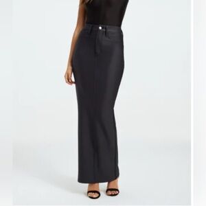 NWT Good American Black High Shine Compression Maxi Skirt Sz 10